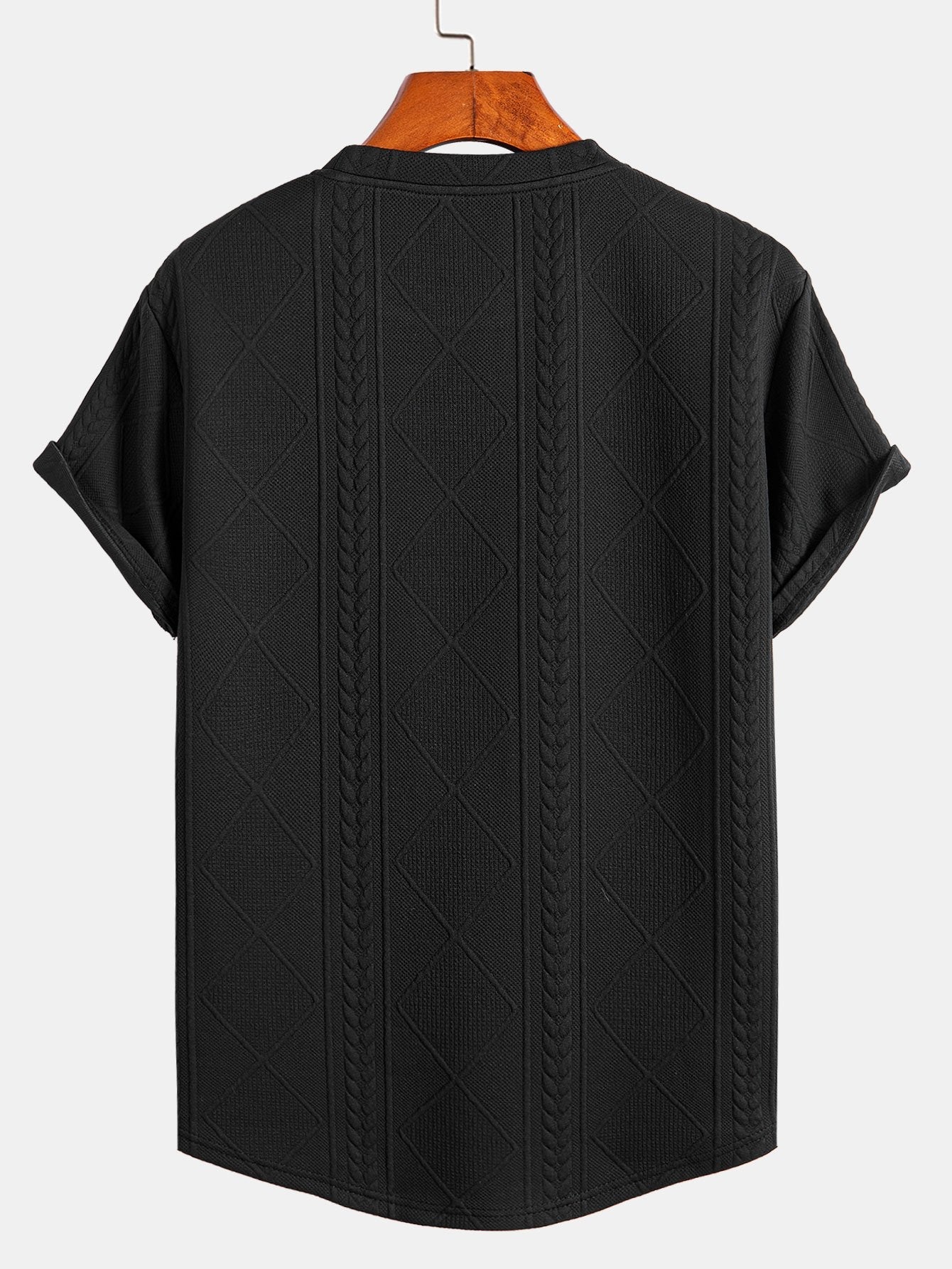 z krótkim rękawem geometrisk jacquard buet kant T-shirt w szorty