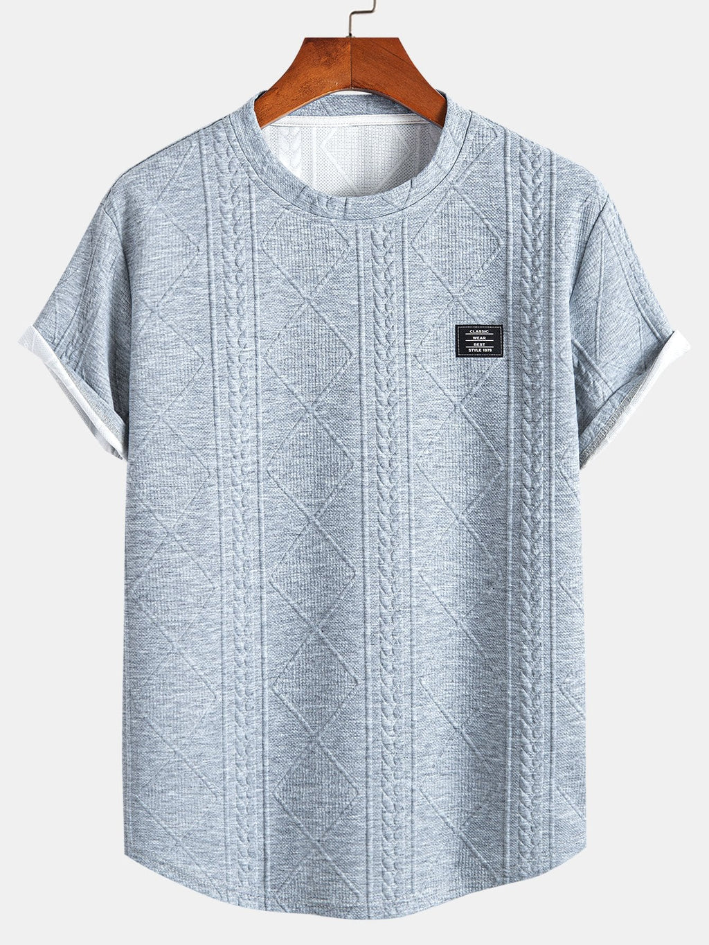 z krótkim rękawem geometrisk jacquard buet kant T-shirt w szorty