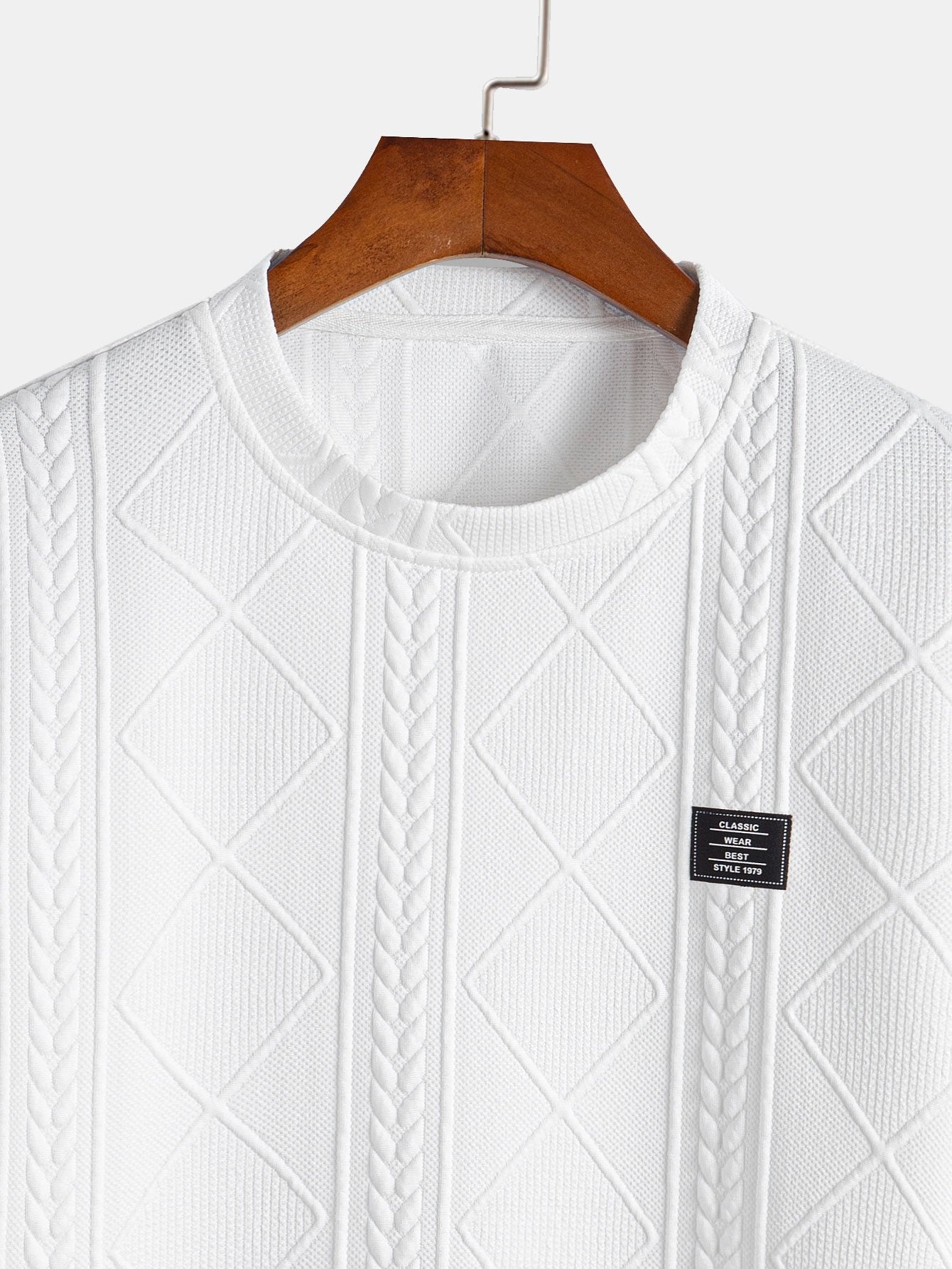 z krótkim rękawem geometrisk jacquard buet kant T-shirt w szorty