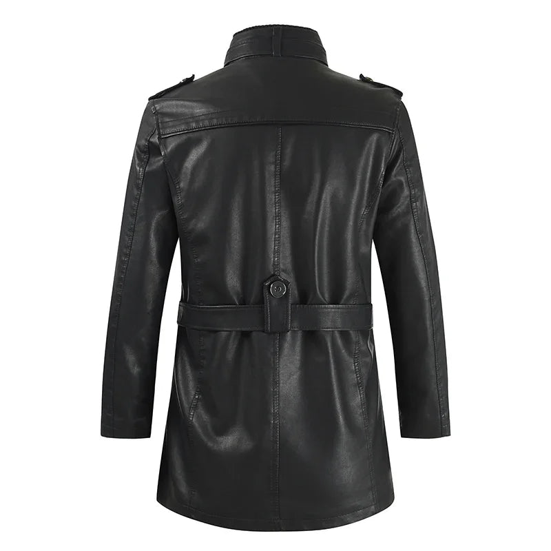 Elegancki długi skinnKurtka w bikerStyl