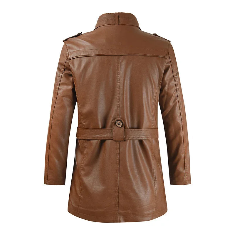Elegancki długi skinnKurtka w bikerStyl