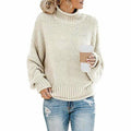 Casualowa Dzianinowy Solid Sweter